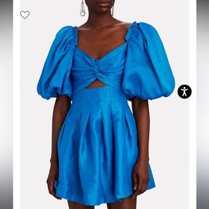 Dusk Twist-Front Linen-Blend Mini Dress